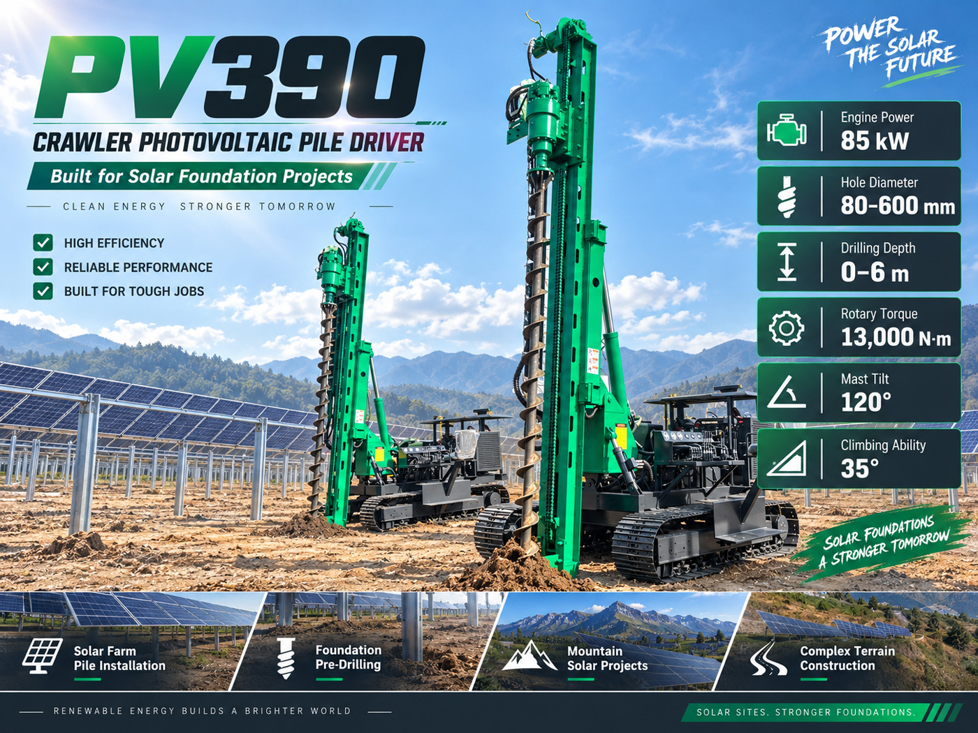 PV390 Сваебойная установка для фотоэлектрических свай